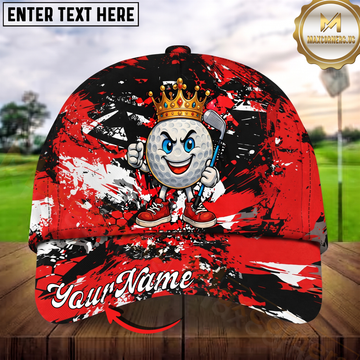 Maxcorners Golf Cartoon King Ball Graffiti Splash Personalized Name 3D Cap