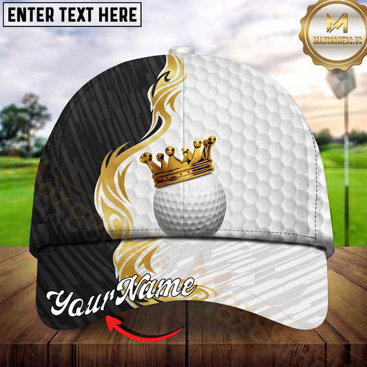 Maxcorners Golf Crown Ball Black Gold Personalized Name 3D Cap