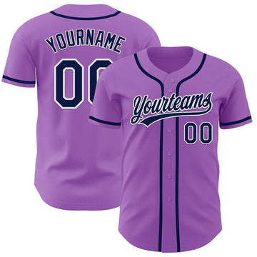 Maxcorners Custom Medium Purple Navy-White Authentic Baseball Jersey LM2605