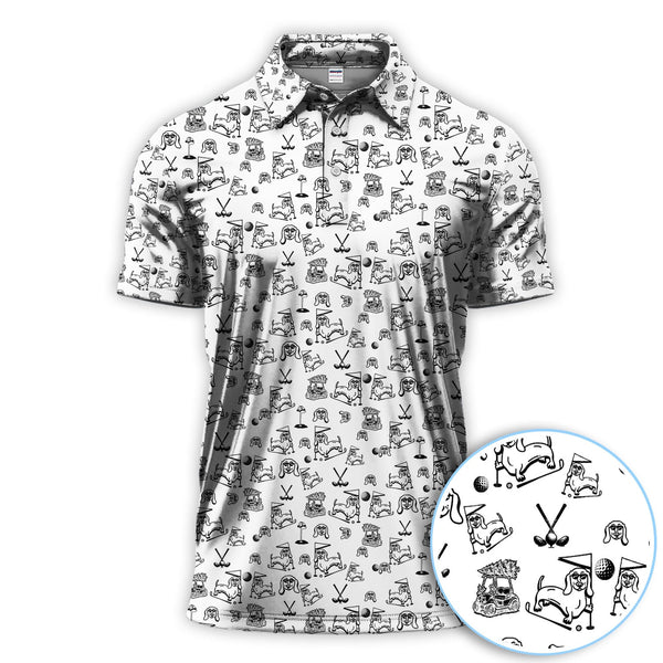 Maxcorners Christmas Golf Shirt For Men, Funny Xmas Dog Pattern Polos, Golf Shirt For Golfers