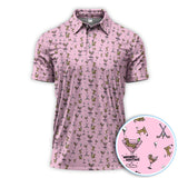 Maxcorners Funny Dachshund Golf Polos, Weenies Dog And Martinis Pattern Shirt For Men, Crazy Golf Shirt For Golfer