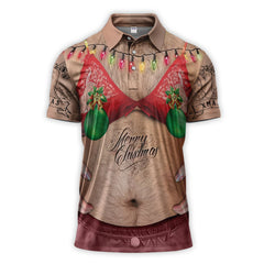 Maxcorners Costume Ugly Shirt Hairy Fat Man, Funny Polos Cosplay, Christmas Ugly Shirt For Men