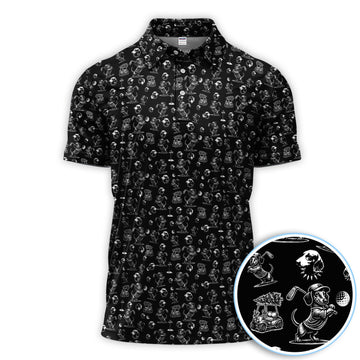 Maxcorners Dachshund Pattern Golf Shirt for Men, Funny Christmas Golf Polos, Golf Gift For Men