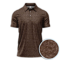 Maxcorners Funny Duck Pattern Golf Polos, Brown Camouflage Style Shirt For Men, Cool Outdoor Golf Shirt Gift For Golfers