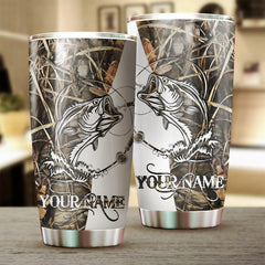 Maxcorners Bass Fishing Tumbler Camo Customize Name