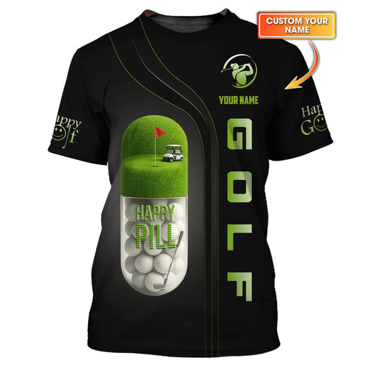 Maxcorners Custom Golf Shirts for Men, Pill Happy Golf Polo Shirts, Funny Golf Shirts