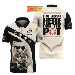 Maxcorners Funny Poker Shirts, I'M JUST HERE FOR THE POT Shirt, Custom Poker Polos For Men, Gifts For Poker LoversLM1009