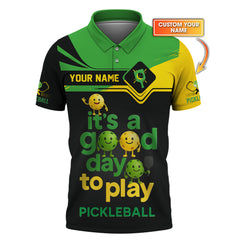 Maxcorners It’s a Good Day to Play Custom Polos, Funny Pickleball Gift for Men, Pickleball Custom Shirts LM0509