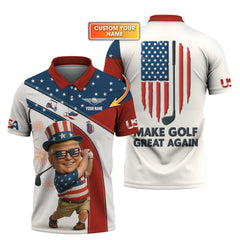 Maxcorners 4th Of July Golf Shirt Custom Name, Trump Golf Polos, Patriotic Golf Shirts, Funny Golf Shirt For Men LM0509