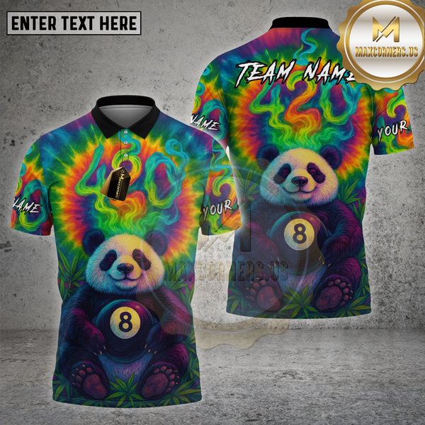 Maxcorners 8 Ball Panda 420 Tie-Dye Psychedelic Multioptions Personalized Name, Team Name Unisex 3D Shirt