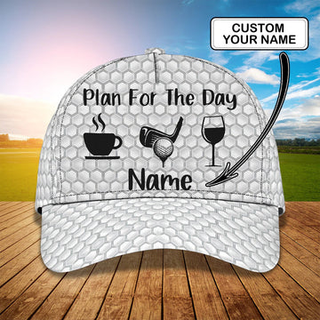 Maxcorners Custom With Name 3D Baseball Cap Hat For Golf Man, Plan For The Day With Golf, Gift A Golf Lover LM0402
