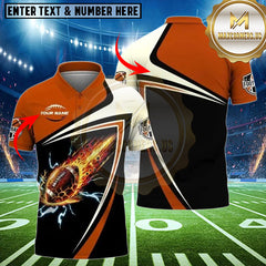 Maxcorners American Football Orange Flame Multioptions Customized Name, Team Name 3D Shirts