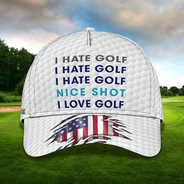 Maxcorners Nice Short I Love Golf 3D Classic Cap, Golf Lover Gifts, Best Gift For Golf Lover, Golf Cap Hat LM0402