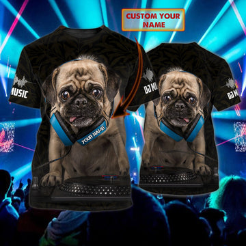 Maxcorners DJ Pug Personalized 3D All Over Printed Shirt