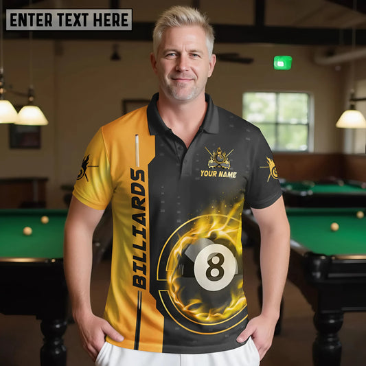 Maxcorners Billiard 8 Ball Flaming Style Multicolor Options Personalized Name, Team Name 3D Shirts (4 Colors)