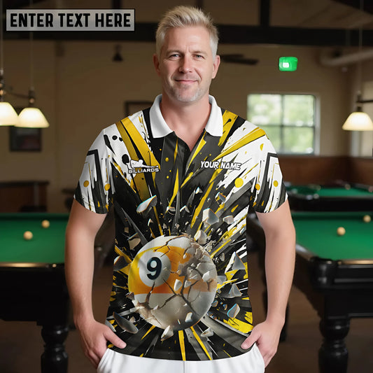 Maxcorners Billiard Break 9 Ball Glass Multicolor Options Personalized Name, Team Name 3D Shirts (4 Colors)
