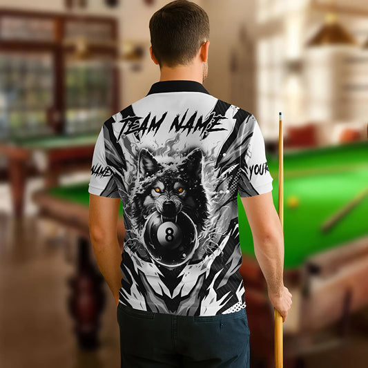 Maxcorners Billiard Wolf 8 Ball Flame Multicolor Options Personalized Name, Team Name 3D Shirts (4 Colors)