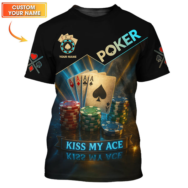 Funny Poker Shirts, Custom Name Poker Shirt, Men’s Poker Polos, Kiss My Ace