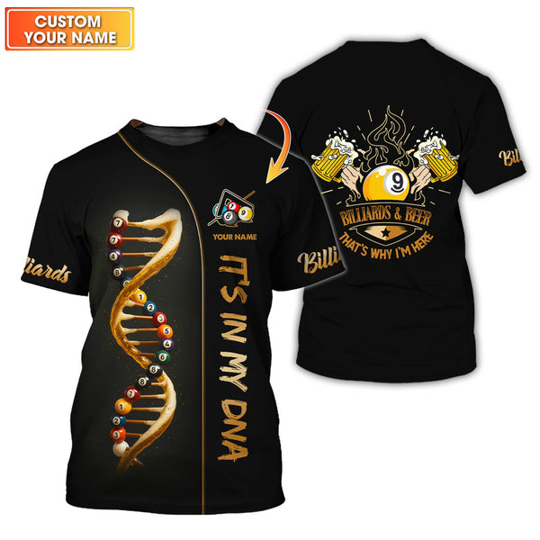 Maxcorners Custom Billiards Jersey In My DNA, 9 Ball Pool Billiards And Beer Why I'm Here T Shirt, Gift For Billiards Player LM0509