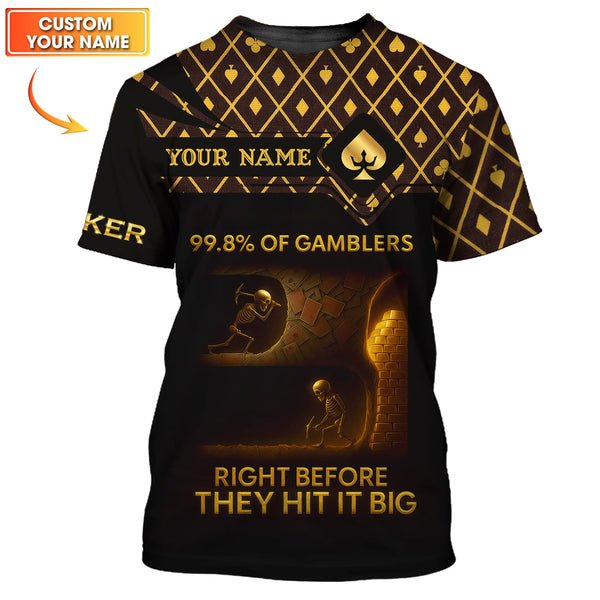 Personalized Name Poker Polos, 99.8% Of Gamblers Poker Shirt, Funny Poker Shirts, Gift For Poker Lovers