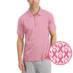 Maxcorners Breast Cancer Golf Shirt, Pink Pattern Golf Shirt, Golf Gift For Golfers