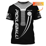 Maxcorners Custom Black & Gray Pickleball Shirt – Paddle Grip Design for Players & Fans