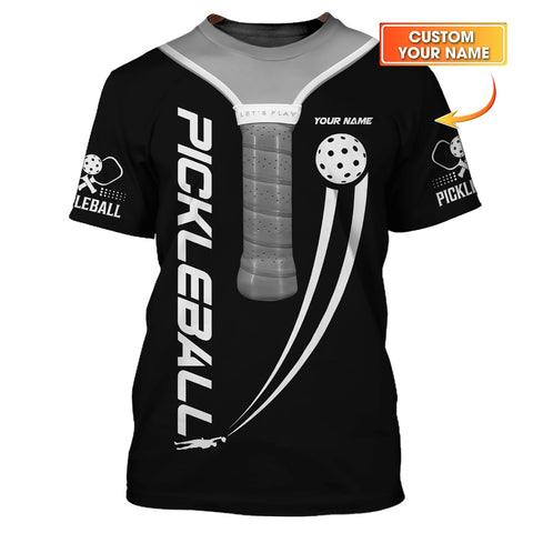 Maxcorners Custom Black & Gray Pickleball Shirt – Paddle Grip Design for Players & Fans