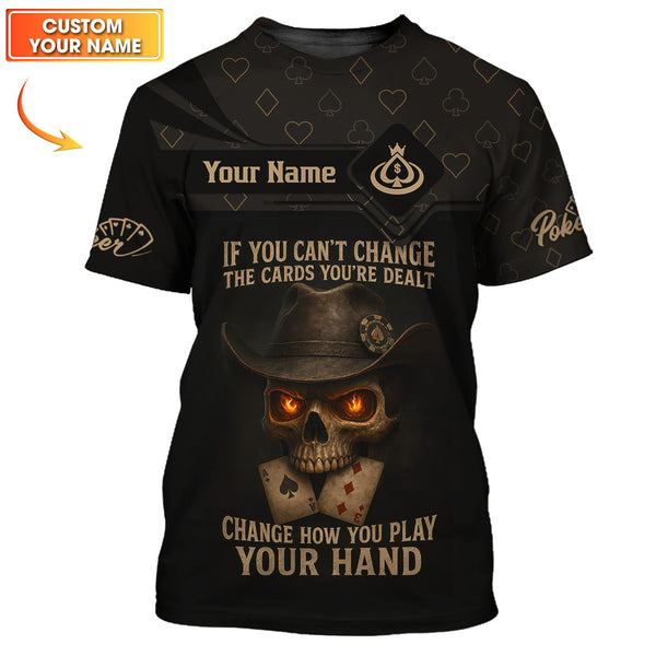 Texas Hold Em Shirts, Custom Name Poker Player Polos, Skull Poker Shirt