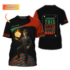 Maxcorners Poker T Shirt Flaming Cards Tee Custom Skull Suit & Chip Poker Stack DesignLM1009