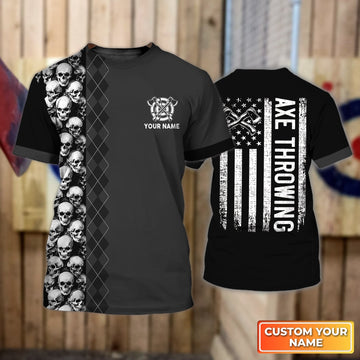 Maxcorners America Axe Throwing Target Personalized Name 3D Tshirt For Team Player MT2009