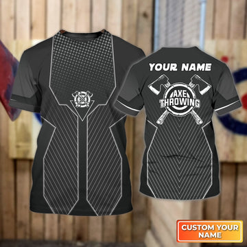 Maxcorners Gray Axe Throwing Target Personalized Name 3D Tshirt For Team Player MT2009