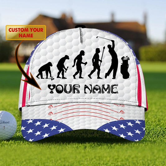 Maxcorners Personalized Progress Of A Golf Master 3D Cap Hat, I Love Golf Full Print White Cap Hat LM0402