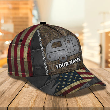 Maxcorners 3D Classic Cap Camping Caravan Personalized Name Cap LM0402