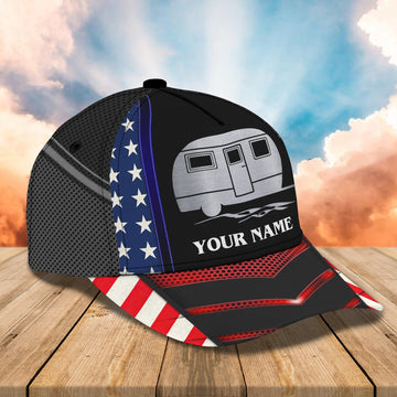 Maxcorners 3D Classic Cap America Caravan Camping Car Personalized Name Cap LM0402