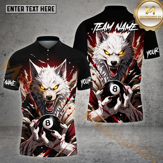 Maxcorners 8 Ball Wolf Billiard Jersey Multicolor Options Personalized Name, Team Name 3D Shirt (4 Colors)