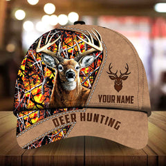 Max Corners Premium Art Deer Hunting Leather Camp Pattern 3D Multicolor Personalized Cap