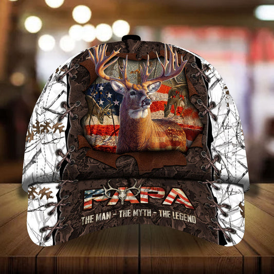 Maxcorners Papa Premium Hunter Camouflage 3D Multicolor Personalized Cap
