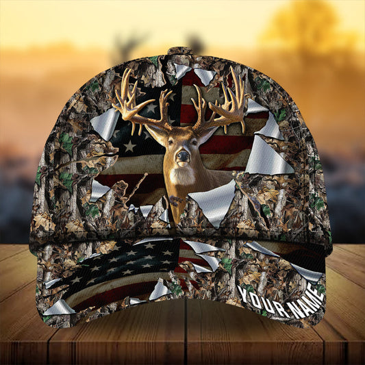 Maxcorners Premium Best Gash Old Flag Hunting Deer Personalized Hats 3D Multicolored