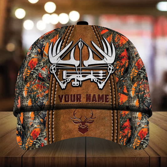 Maxcorners Unique Leather Bow Pattern Deer Hunting 3D Multicolor Personalized Cap