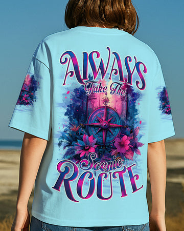 Maxcorners Always Take The Scenic Route Compass All Over Print LM1501