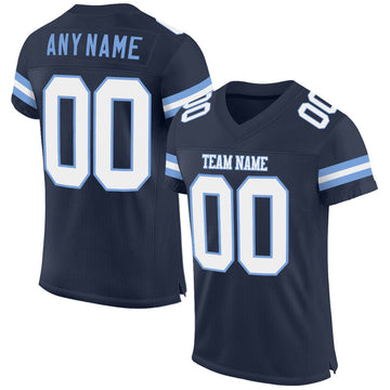 Maxcorners Custom Navy White-Light Blue Mesh Authentic Football Jersey LM2605