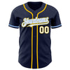 Maxcorners Custom Navy White Yellow-Light Blue Authentic Baseball Jersey LM2605