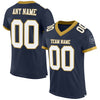 Maxcorners Custom Navy White-Old Gold Mesh Authentic Football Jersey LM2605