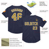 Maxcorners Custom Navy Old Gold-White Mesh Authentic Throwback Baseball Jersey LM2605