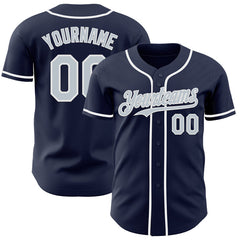 Maxcorners Custom Navy Silver-White Authentic Baseball Jersey
 LM0609