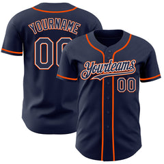 Maxcorners Custom Navy White-Orange Authentic Baseball Jersey
 LM0609