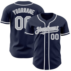 Maxcorners Custom Navy Gray-White Authentic Baseball Jersey
 LM0609