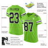 Maxcorners Custom Neon Green Black-White Mesh Authentic Football Jersey LM2605