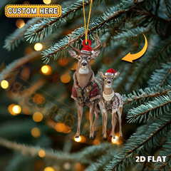 Maxcorners Personalized Deer Couple Christmas Ornament, Custom Name Reindeer Family Holiday Decoration