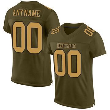 Maxcorners Custom Olive Old Gold-Black Mesh Authentic Salute To Service Football Jersey LM2605
